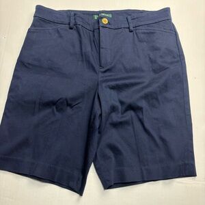 Lauren Ralph Lauren Women Size 10 Shorts Navy Blue Chino Preppy Cotton Blend
